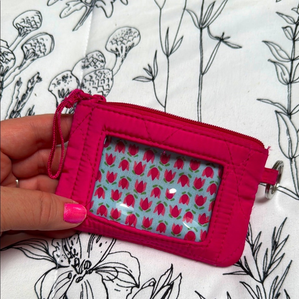 Vera Bradley Zip ID in Peacock Pink with Tulip interior EUC - Picture 3 of 7